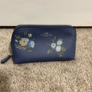 COACH leather cosmetic case blue floral